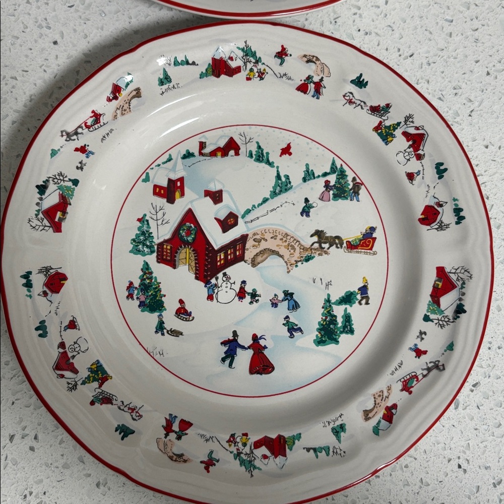 Farberware White Christmas 1995 Winter Scene Dessert Salad Plates - Set of 4 - Picture 4 of 9